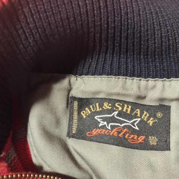 Paul & Shark Vintage Red Striped Knit 1/4 Zipper Sweater XXL - Picture 6 of 8